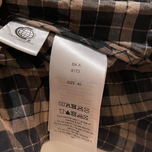 GANNI Checked Seersucker puff-sleeve blouse size EU 40 - Picture 7 of 8